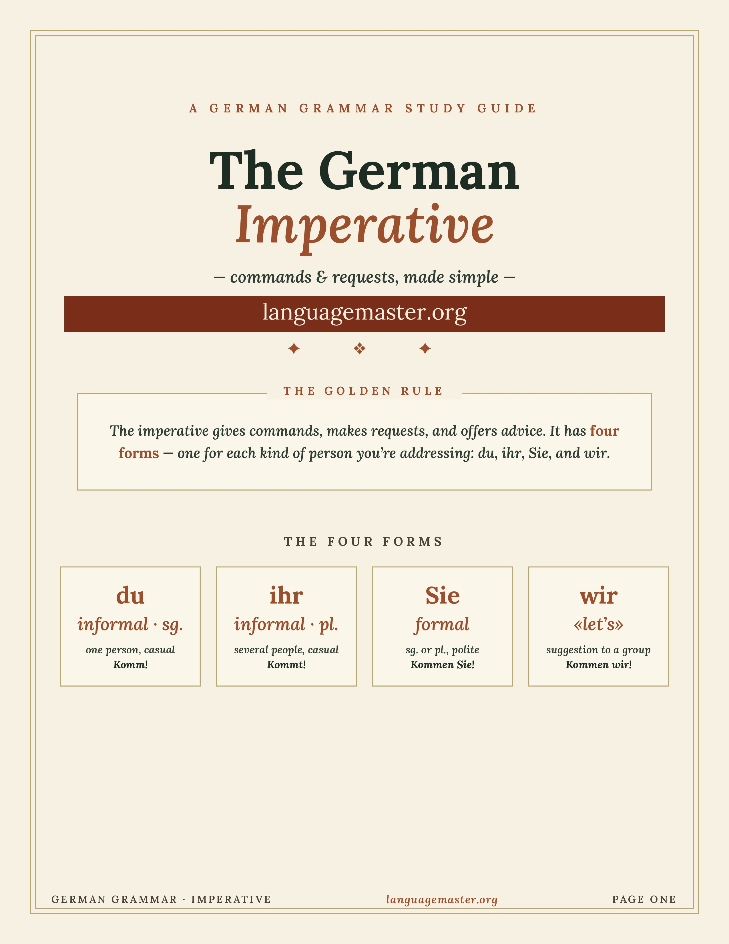 German Imperative Printable cover